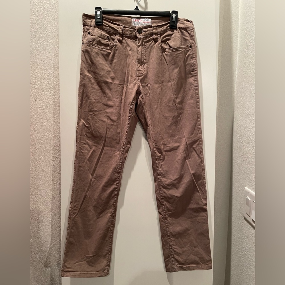 IZOD Tan Cotton Straight Leg Comfort Fit Casual Pants 32x30 mens
